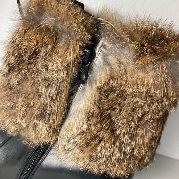 Rudsak Fur Trim Leather Wedge Heels EUR Size 39 US 8.5? - Picture 5 of 12